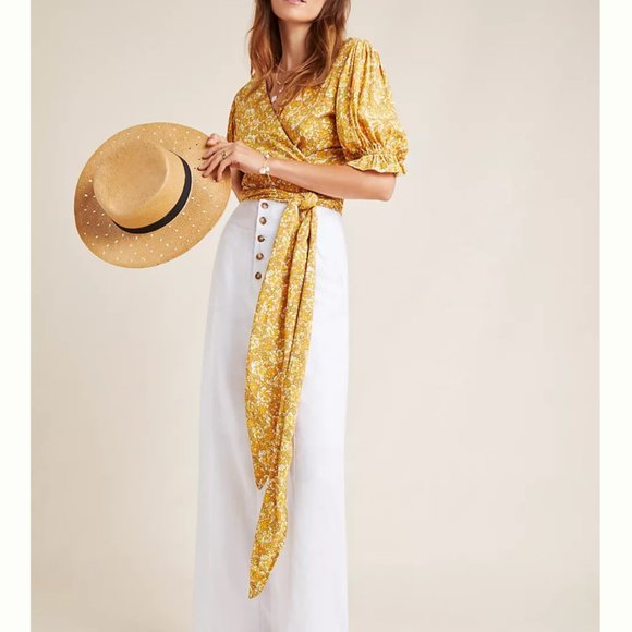 Faithfull the Brand | Mali Wrap Top in Saffron | Small - Picture 2 of 13